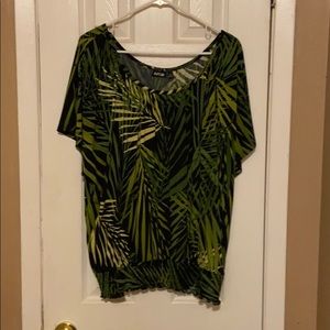 Leaf printed shirt sleeve top